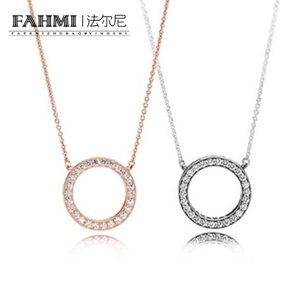 

fahmi 2017 new real 925 sterling silver pendant rose gold color brand crystal necklace fashion jewelry for women