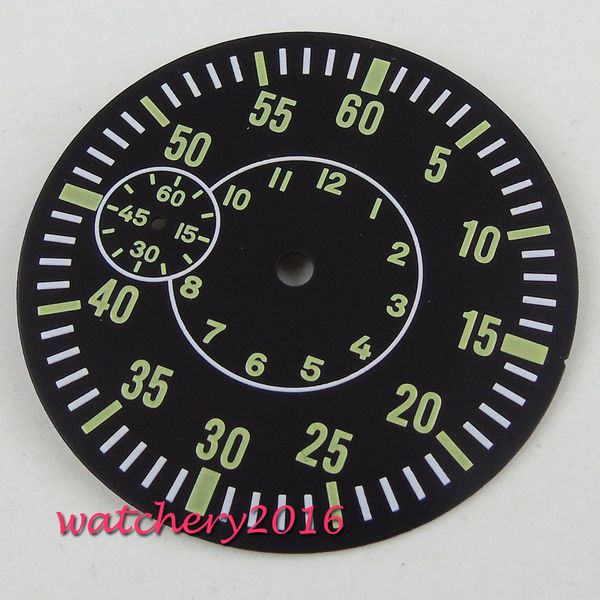 

2018 new arrival 38.9mm sterile dial green numbers luminous marks fit for eta 6497 st 3600 movement watch dial, Slivery;brown
