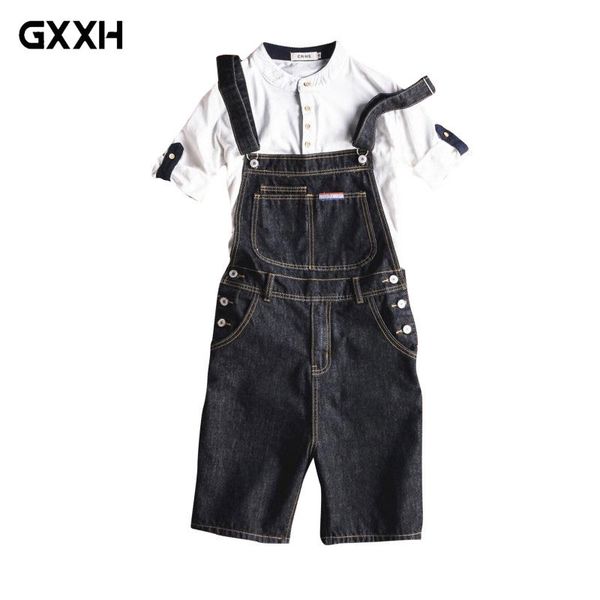 

2018 new fashion casual slim black denim overalls men cargo pants male jeans jumpsuits summer short denim trousers size 5xl, Blue
