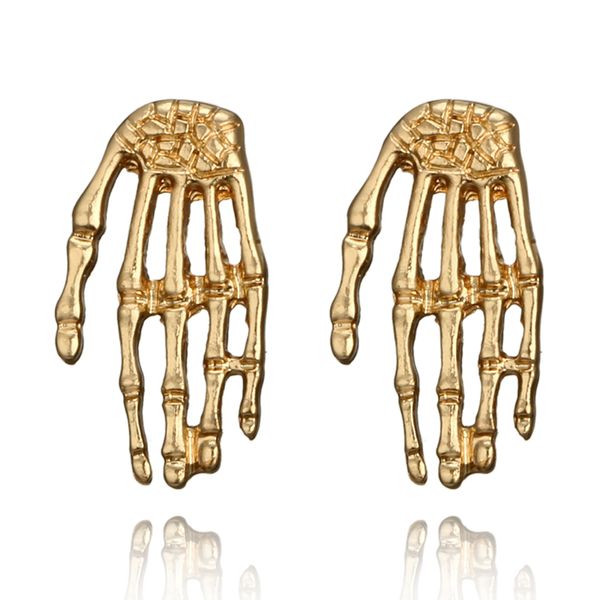 

punk gold color hand shape stud earrings for women personality alloy geometric studs earring statement jewelry fashion jewelry who2667598, Golden;silver