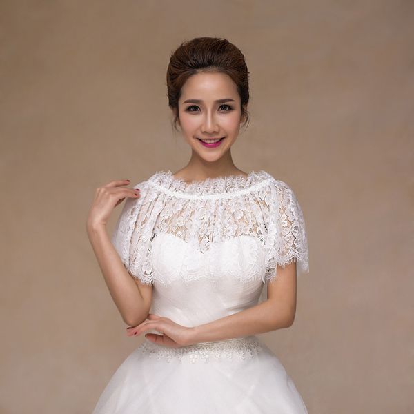 

2018 new summer embroidered lace shrug shawl wedding bolero women bolero wedding jacket jaqueta feminina wedding accessories, White