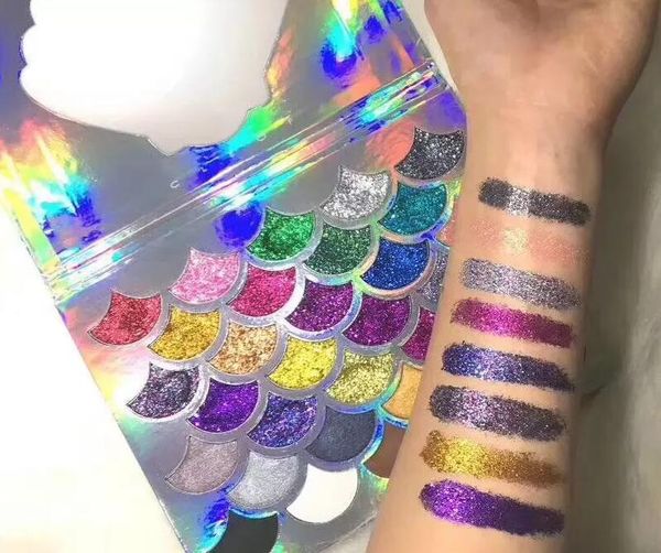 

Fa hion women beauty cleof co metic the mermaid glitter pri m palette eye makeup eye hadow palette