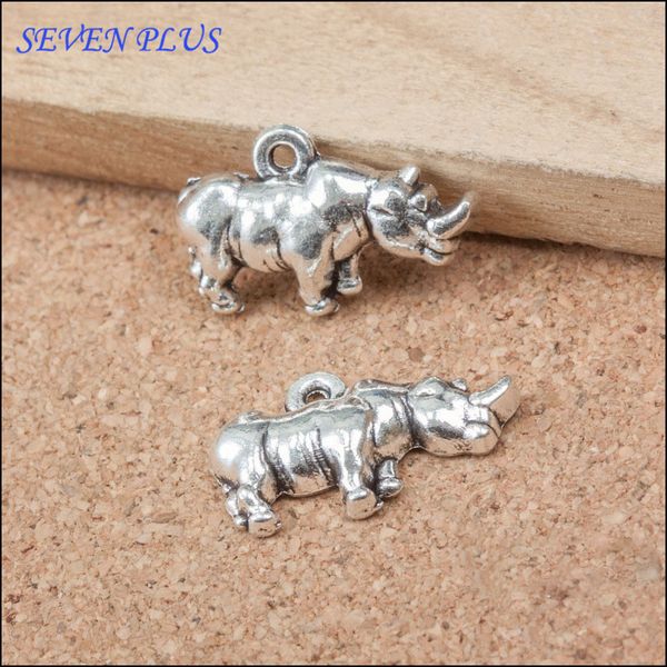 

20 pieces/lot 13mm*20mm antique silver plated animal charms small rhinoceros charm jewelry making wholesale, Bronze;silver