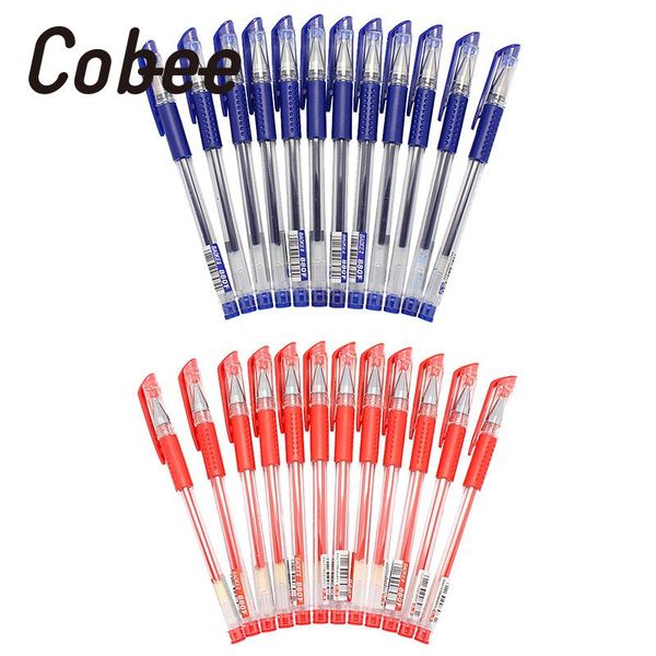 

12pcs 0.5mm red/blue gel ink rollerball pens office school student study writing supplies stationery pen set