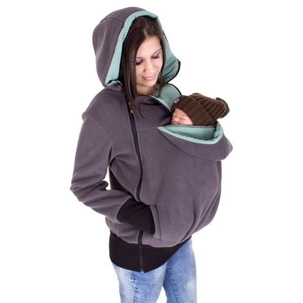

Материнства пальто утолщенной беременности шерсть babywearing серый женщин балахон Bab