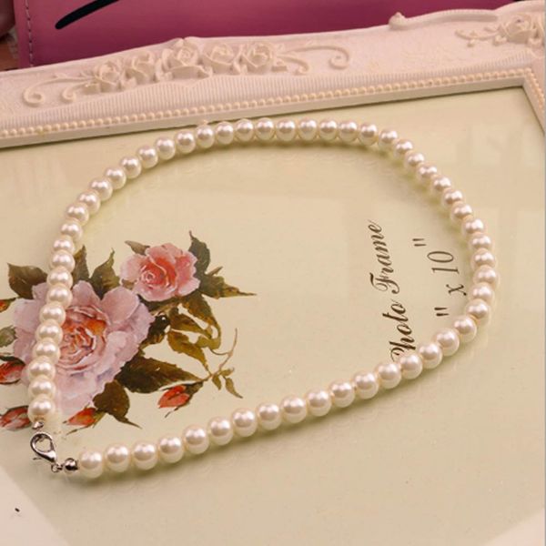 

white natural freshwater imitation pearls necklace for women necklace beads jewelry 40cm length fashion jewelry, Silver