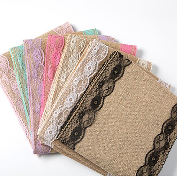 Factory Direct Linen Table Runner Chair Cover Table Flag Table Set With Lace Christmas Home Wedding Decoration Environmental Friendly Coffee Table