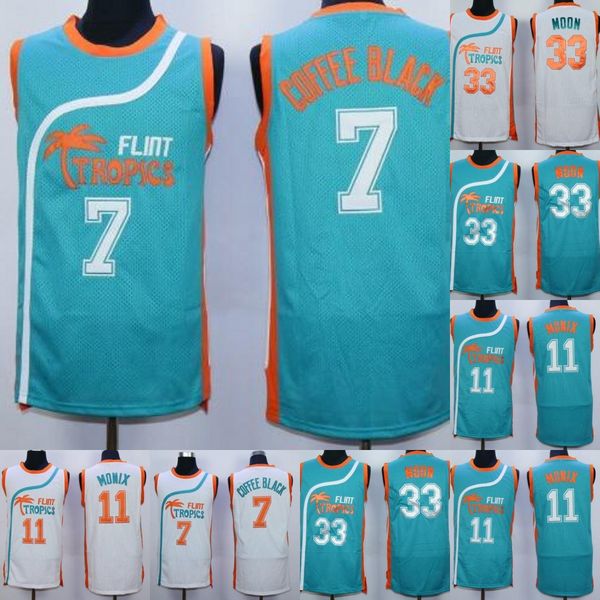 

Monix #11 Flint Tropics Jersey #7 Coffee Black #33 Moon Semi Pro Movie Jerseys Men Stitched Jersey