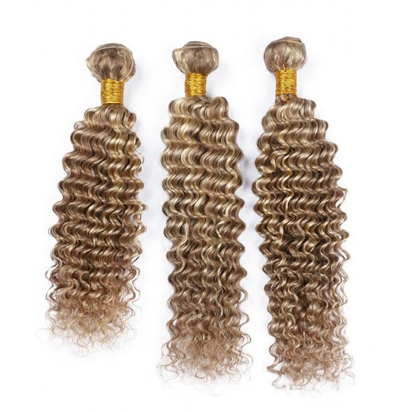 Mixd Cabelo Humano Pacotes onda profunda Curly 8 613 Piano Hair Extension Para Virgin mulheres brasileiras 8a casamento Qulaity Cabelo 3 Pacotes