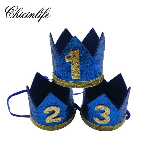 

chicinlife 1pcs baby boy 1st first birthday glitter headband crown hairband baby shower hat p prop decoration party supplies