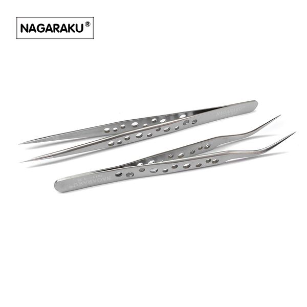 

nagaraku 2pcs set,stainless non-magnetic eyelash tweezers pincet,eyelash extention ,eyebrow tweezer