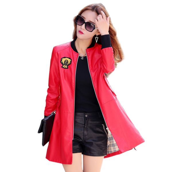

women leather jackets 2017 new fashion spring and autumn ladies casual faux leather coats trench female outerwear slim clothing, Black