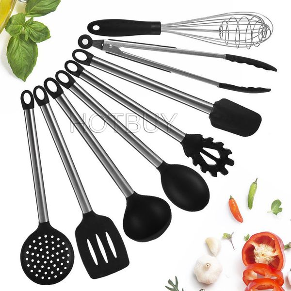Silicone Spoon Spatula Colander Whisk Non-Stick Tools Kitchen Cooking Utensil
