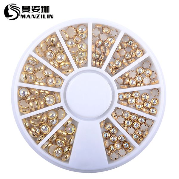 

3d nail glitter rhinestone wrapping pearls ab colorful 2mm 3mm wheel gold metal studs diy beauty nail art decorations, Silver;gold