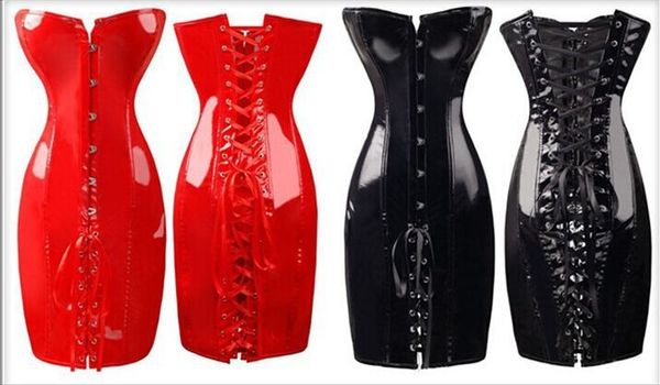 

2015 selling body slim pvc corset fashion club dress plus size s  l xl xxl red black, Black;white