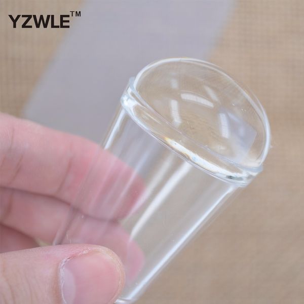 

2017 new design pure clear jelly silicone nail art stamper scraper with cap transparent 2.9cm nail stamp stamping tools gd-09, White