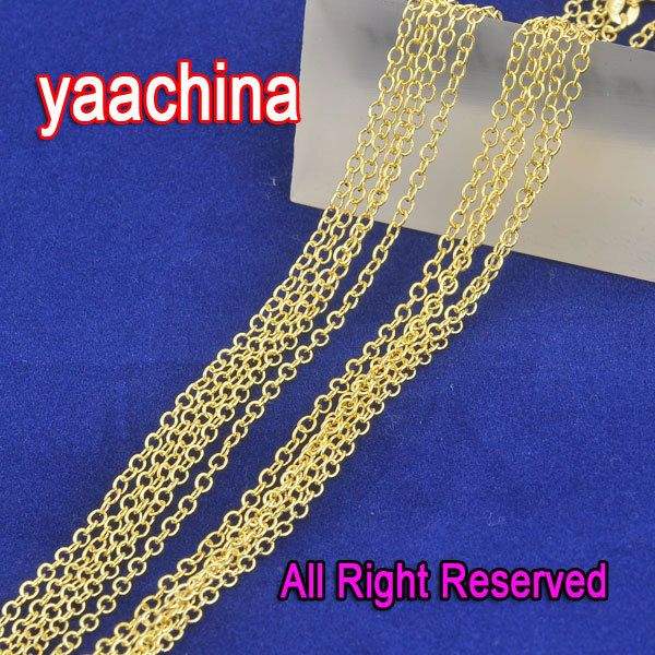 

giemi 18 inches fashion yellow gold filled chains necklaces rolo word "o" chain necklace 1.3mm for pendant new accessories, Silver