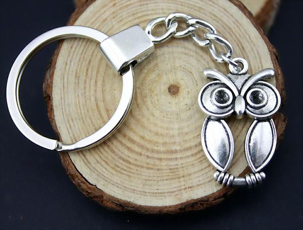 

6 pieces key chain women key rings car keychain for keys owl 30x19mm, Slivery;golden