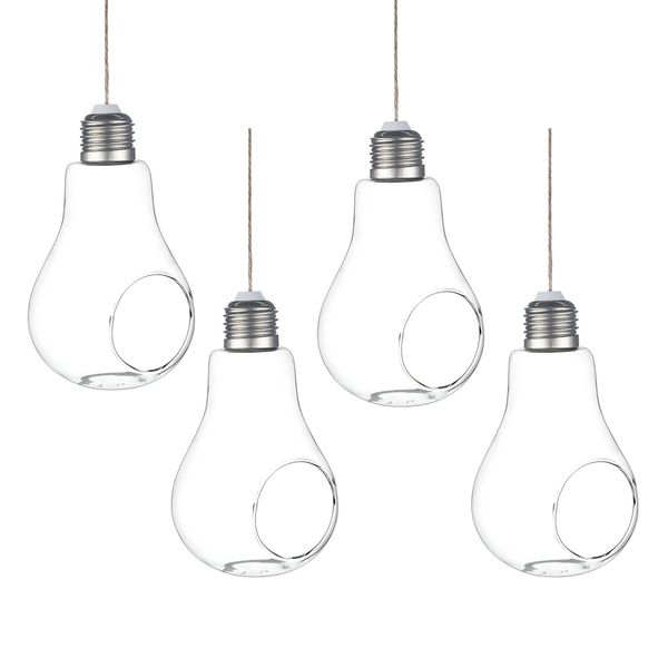 Pack Of 4 Light Bulb Shape Plant Terrariums Hanging Glass Vase Air Plants Planters Indoor Decoration For New House Ornaments Wood Vases Wooden Flower