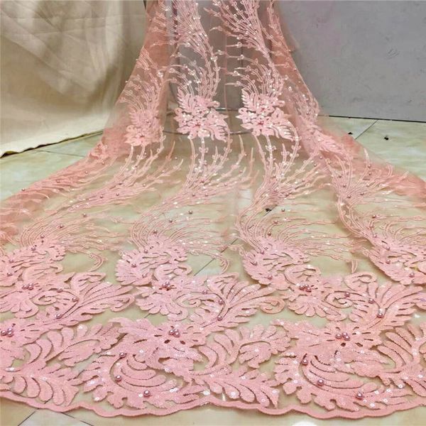 

nigerian 3d wedding lace fabric green latest african laces 2018 french net lace fabric with sequins for dress, Black;white