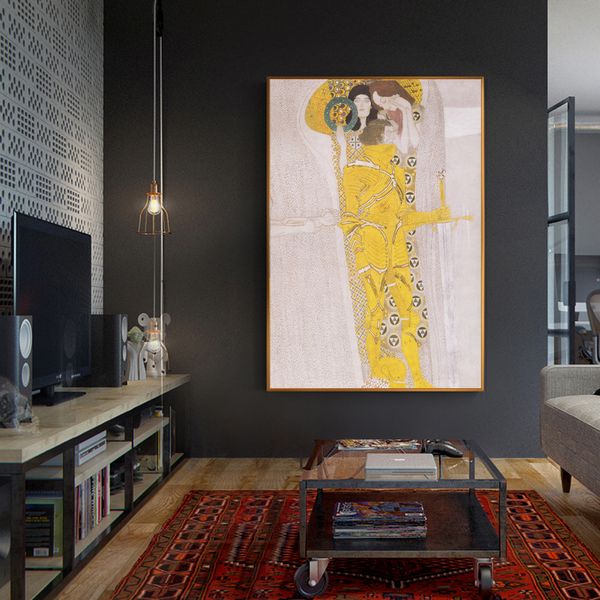 

frieze of beethoven paintings on the wall by gustav klimt reproductions wall art canvas cuadros pictures for living room decor
