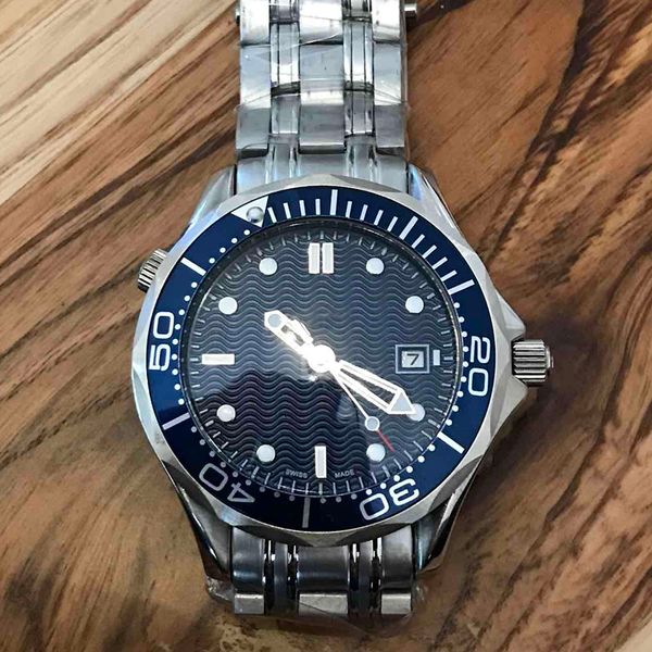 

2018 luxury men profe ional 300m jame bond 007 blue dial apphire automatic watch men 039 watche