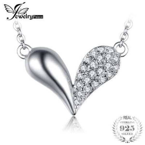 

jewelrypalace heart charm 0.2ct cubic zirconia necklace with chain 925 sterling silver jewelry nice gift for love for women/wife