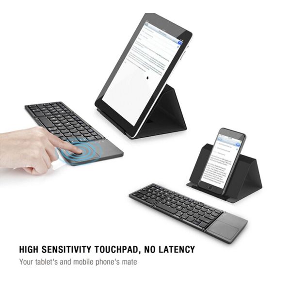 

portable mini twice folding bluetooth keyboard computers portable keyboard 10pcs