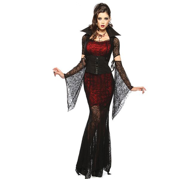 

halloween costume vampire costume women masquerade party cosplay gothic halloween dress vampire role play clothing witch, Black;red