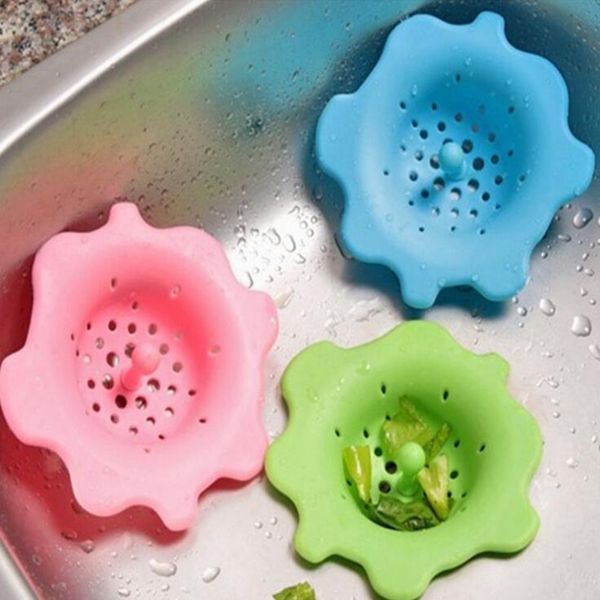 Neue kreative Süßigkeiten Blumenform Silikon Waschbecken Wasserfilter Sieb Haarfänger Stopper Filter Küchenhelfer