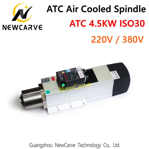 4.5KW ATC Motor Refrigerado A Ar Do Eixo 24000RPM ISO30 220V 380V Eixo de Mudança de Ferramenta Automática para madeira router cnc NewCarve Spindle