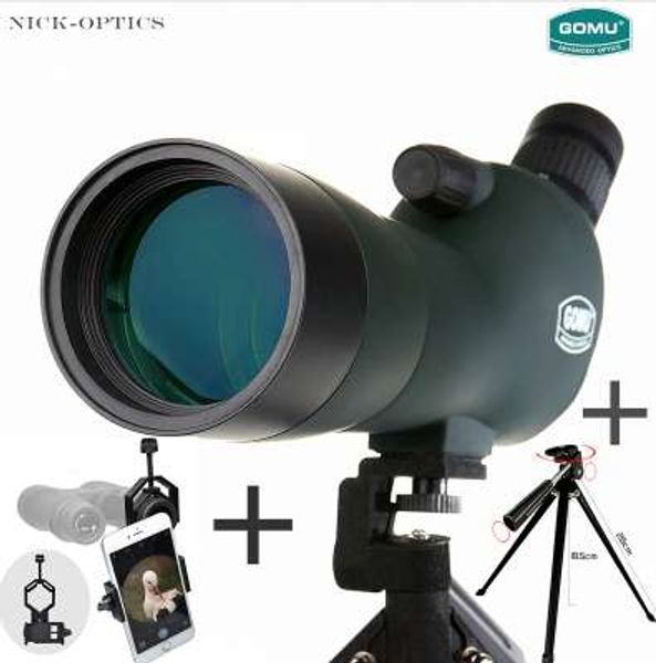 Alta qualità Gomu 20-60x60 Telescopio monoculare impermeabile Fieldscope Cannocchiale con oculare + treppiede + adattatore per smartphone