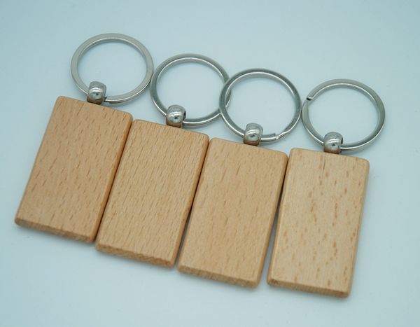

50pcs blank wooden key chain promotion rectangle carving key id can engrave diy 2.2"*1.2, Silver