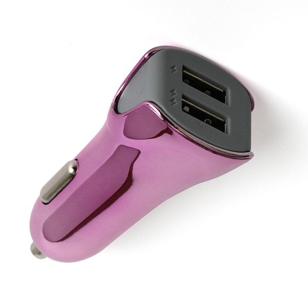 

good quality wholesale new gold plating shark style flash of light 2usb dual port car chargering adapter for phone 5v 3.1