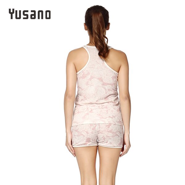 

nightwear button front short pants yusano women's pajamas sets shorts sleeping wear pijamas for women sleeveless pyjama, Red;black