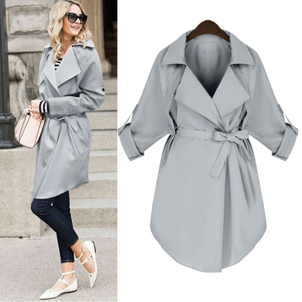 

2018 spring autumn new women trench coat long windbreaker europe america fashion trend adjustable waist belt slim casual trench, Tan;black