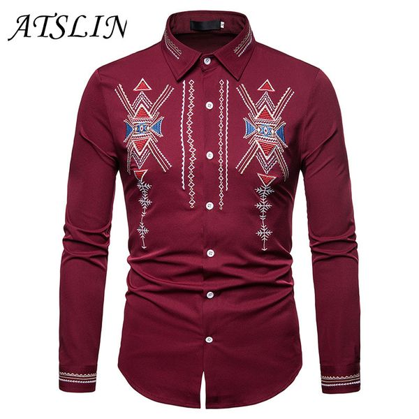 

atslin new men's royal court embroidered henry collar big sleeves long sleeved shirt plus size, White;black