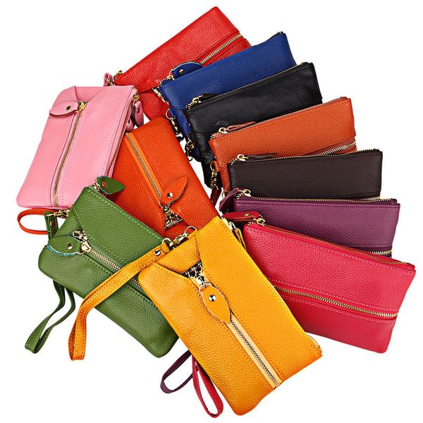 

new arrivalcowhide genuine leather purse car key wallets fashion housekeeper holders key bags cases zipper wallet 1pcs, Red;blue