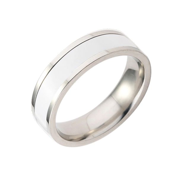 

2018 couple rings titanium steel black and white ceramic 316l stainless steel finger rings for women/men gfit, Silver
