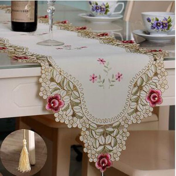 

хлопок тканые бегун стол с бахромой, зеленый цветок 40x246cm