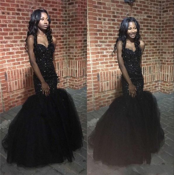 

tulle sequins strapless sweetheart black puffy evening gown beaded mermaid prom dress vestido de fiesta largos de noche elegante, Black;red