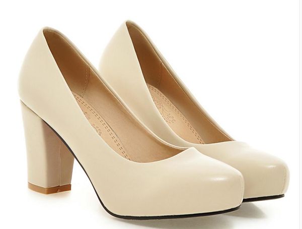 

send 2017 spring new style shallow mouth round head coarse heel female single shoes waterproof table high heel shoes, Black