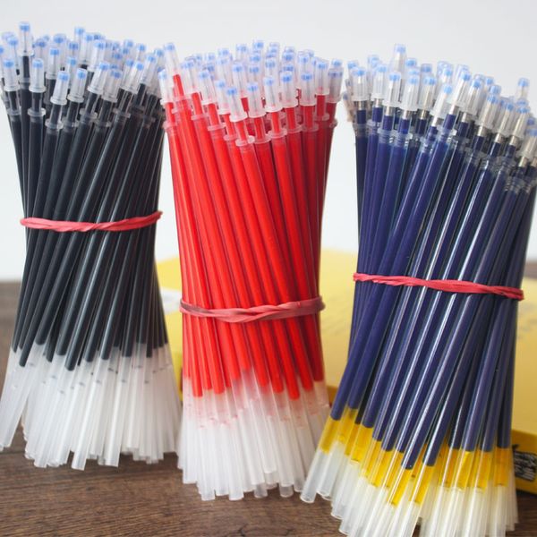 

100pcs/lot 0.5mm neutral ink gel pen refills set needle/ refill stationery school office supplies black blue red refill