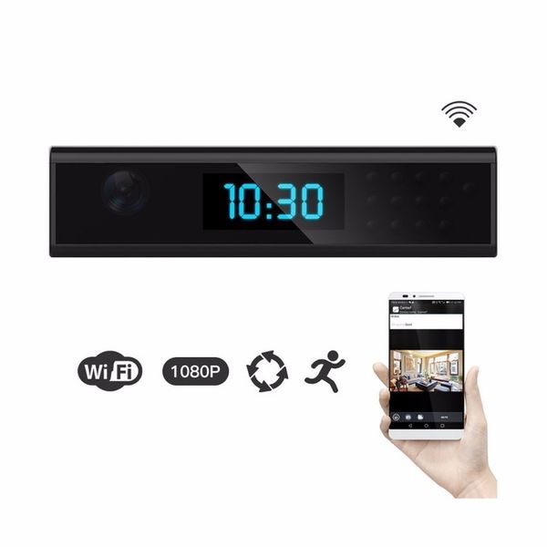 

new 1920x1080 hd wifi mini camera clock night vision wireless nanny cam ip clock support android/ios phone view video, Black;sliver