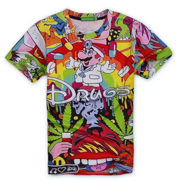 

3d printed t-shirt with super mario men's short sleeves, Gray;blue