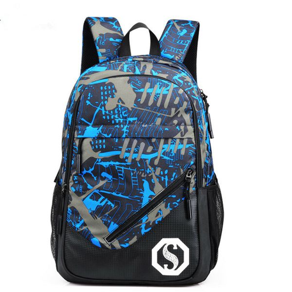 

the new famous design big capacity camouflage retro fashion men's backpack book outing bag usb anti-theft bag