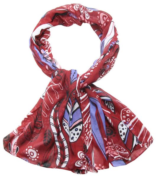 

fashion leaf print scarf, Blue;gray