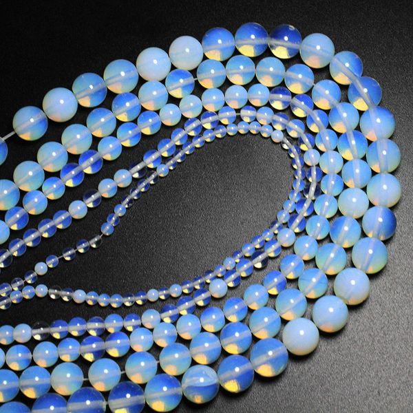 

8mm wholesale natural stone opal quartz loose round beads for jewelry making diy bracelet necklace 4 6 8 10 12 mm strand 15'', Black