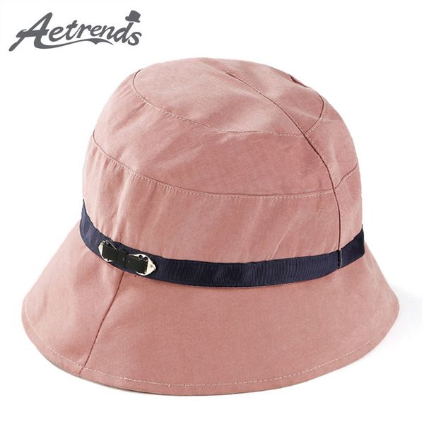 

aetrends] 2018 new solid colors bucket hats wide brim summer hats for women sun caps z-6320, Blue;gray