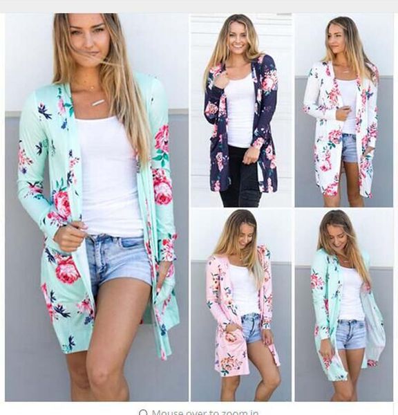 

2018 Флора печати куртки кардиганы повседневная блузка пиджаки с длинным рукавом свободные свитер женщин старинные пальто весна и осень